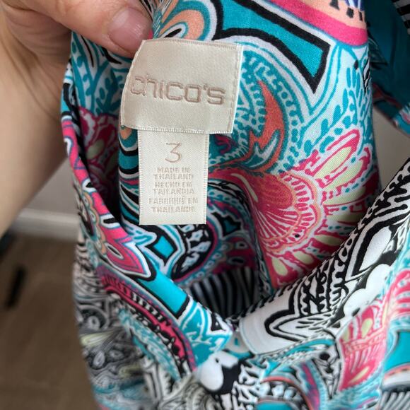 CHICO'S No Iron Sleeveless Button Front Short Sleeve Blouse Size XL - Picture 7 of 8